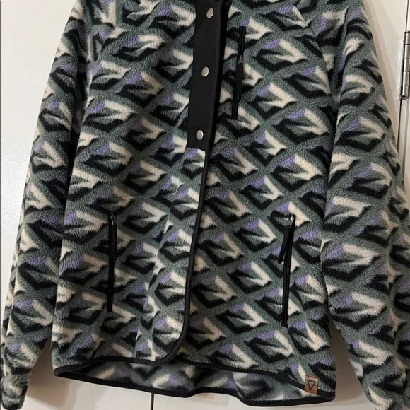 SOLD! Geometric Patterned Fleece Teddy Jacket - Picture 2 of 7